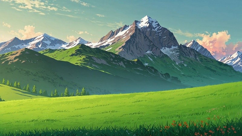 springtime wallpaper, green grass, rolling hills, background for desktop wallpaper