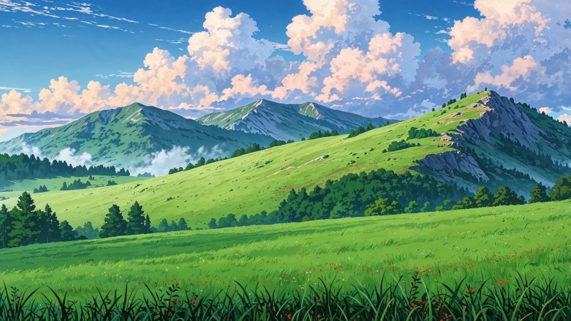 springtime wallpaper, lush landscapes, fresh air, background for desktop wallpaper (horizontal)