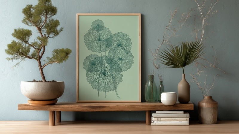 biophilic interior design wallpaper, organic aesthetics, eco-friendly interiors, background for desktop wallpaper (horizontal)