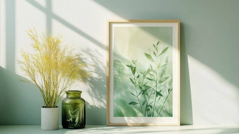 biophilic interior design wallpaper, organic aesthetics, indoor gardens, background for desktop wallpaper (horizontal)