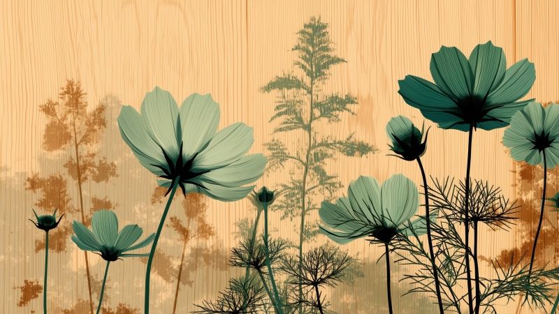 botanical design wallpaper, green leaves, eco-friendly decor, background for desktop wallpaper (horizontal)