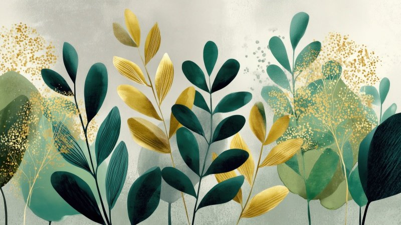 plant art wallpaper, botanical illustrations, natural motifs, background for desktop wallpaper (horizontal)