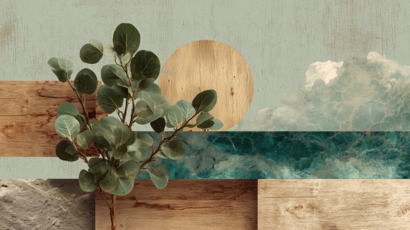 plant art wallpaper, botanical illustration, eco-friendly decor, background for desktop wallpaper (horizontal)