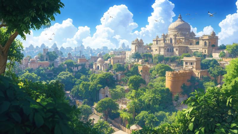 ancient wallpaper, indian architecture, nature trails, background for desktop wallpaper (horizontal)