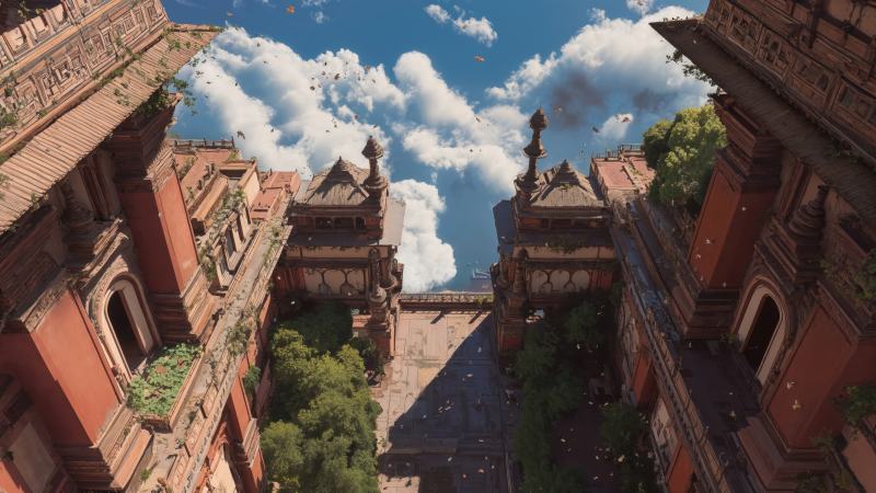 temple architecture wallpaper, ancient ruins, architectural photography, background for desktop wallpaper (horizontal)