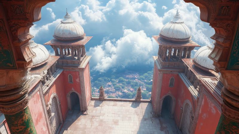 temple architecture wallpaper, ancient ruins, cultural heritage, background for desktop wallpaper (horizontal)