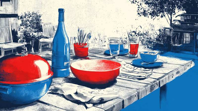 party wallpaper, outdoor barbecue, family celebration, background for desktop wallpaper (horizontal)