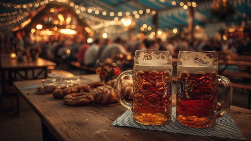 oktoberfest wallpaper, beer garden, festival fun, background for desktop wallpaper (horizontal)