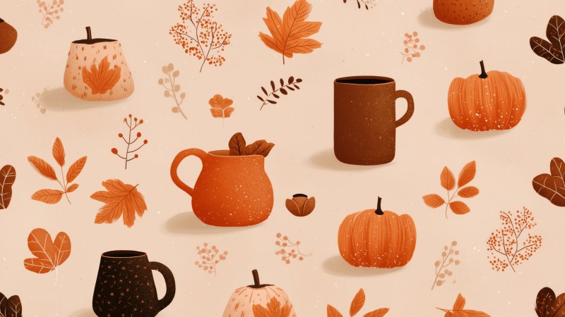 autumn drinks wallpaper, warm cocktails, fall recipes, background for desktop wallpaper (horizontal)