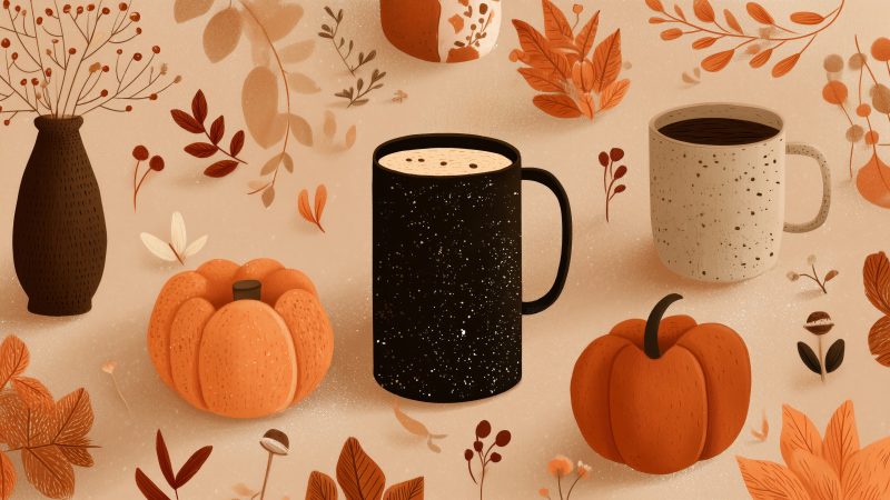 autumn drinks wallpaper, pumpkin spice drinks, warm drink recipes, background for desktop wallpaper (horizontal)