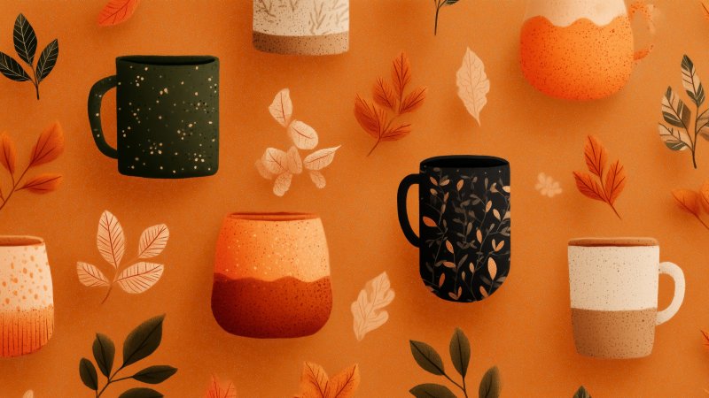 autumn drinks wallpaper, seasonal flavors, pumpkin spice recipes, background for desktop wallpaper (horizontal)