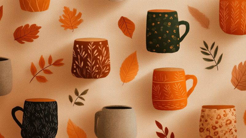autumn drinks wallpaper, warm drinks, cozy fall recipes, background for desktop wallpaper (horizontal)
