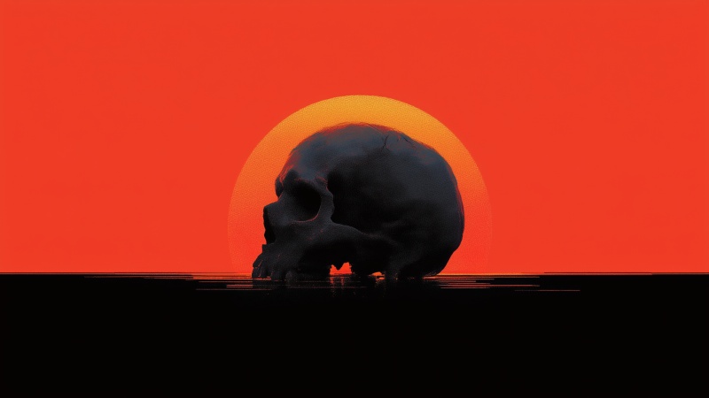 skulls wallpaper, spooky art, skeleton decor, background for desktop wallpaper (horizontal)