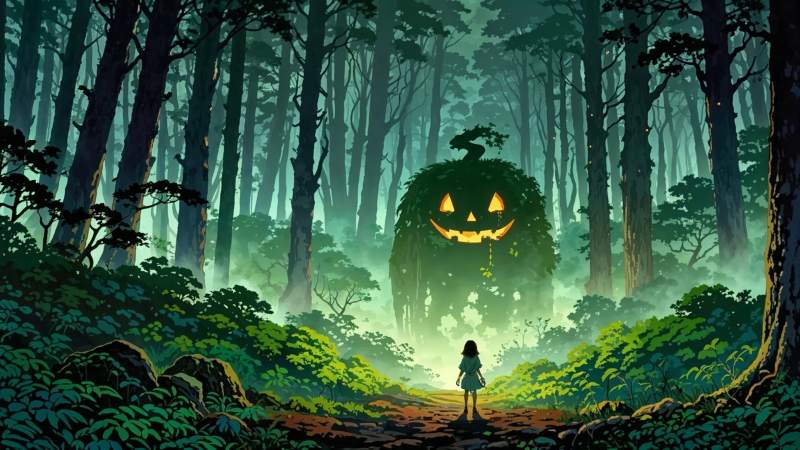 creepy wallpaper, nature spirit, magical creatures, background for desktop wallpaper (horizontal)