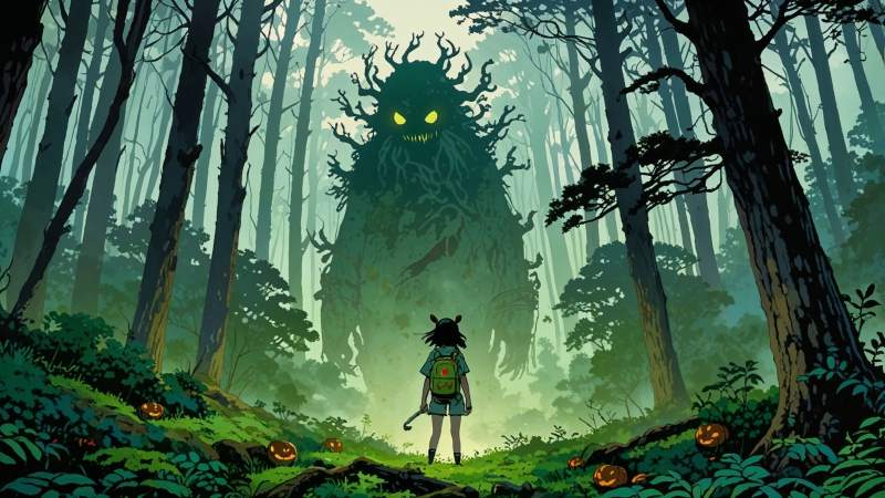 forest spirit wallpaper, enchanted forest, nature spirits, background for desktop wallpaper (horizontal)