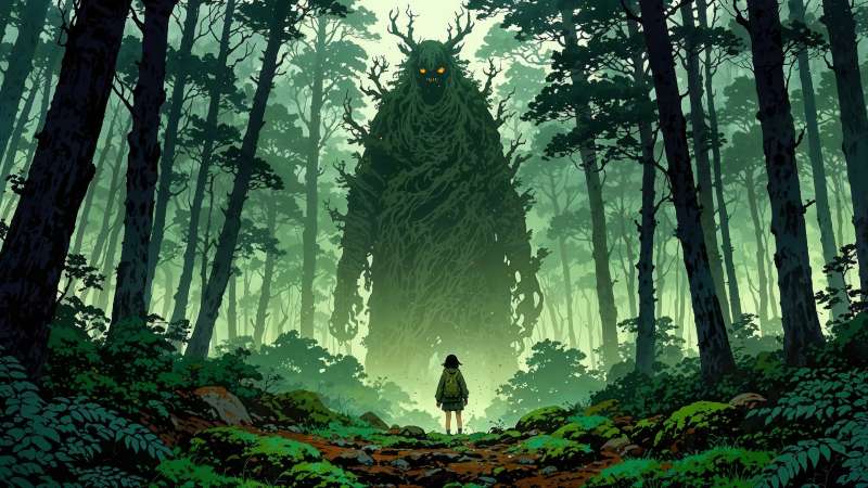 forest spirit wallpaper, enchanted woods, mystical creatures, background for desktop wallpaper (horizontal)