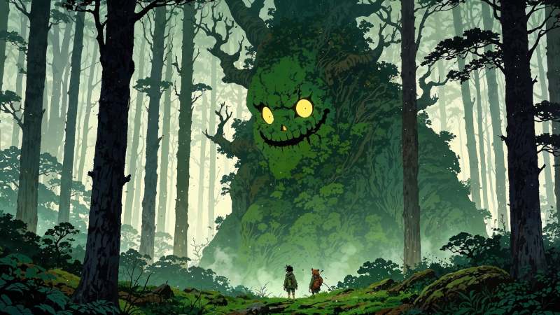 forest spirit wallpaper, magical creatures, enchanted forest, background for desktop wallpaper (horizontal)