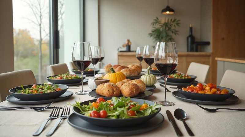 friendsgiving wallpaper, fall celebration ideas, autumn table settings, background for desktop wallpaper (horizontal)