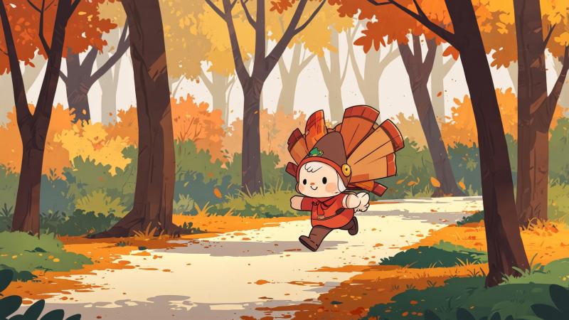 turkey trot wallpaper, turkey race, autumn run, background for desktop wallpaper (horizontal)