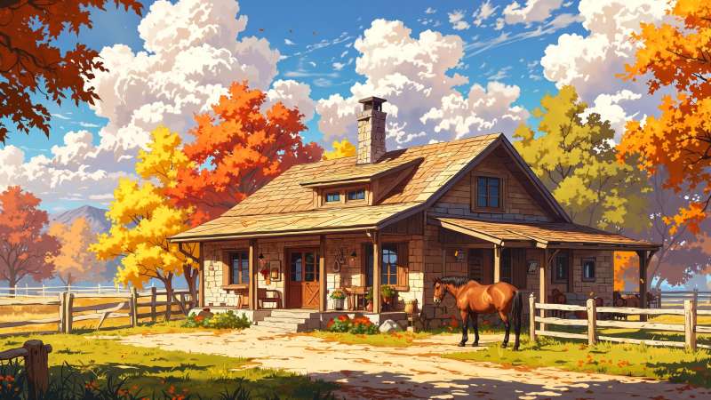 rustic farmhouse wallpaper, porch, vintage charm, background for desktop wallpaper (horizontal)