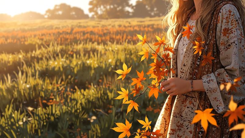 golden meadow wallpaper, peaceful nature, autumn foliage, background for desktop wallpaper (horizontal)