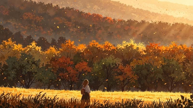 golden meadow wallpaper, nature beauty, fall landscape, background for desktop wallpaper (horizontal)