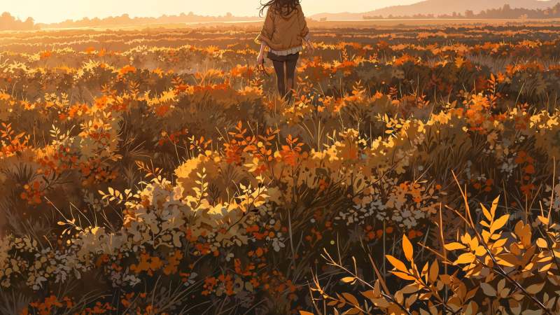 golden field wallpaper, rural landscape, picturesque views, background for desktop wallpaper (horizontal)