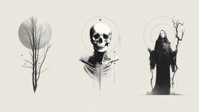 spooky images wallpaper, gothic imagery, horror aesthetics, background for desktop wallpaper (horizontal)