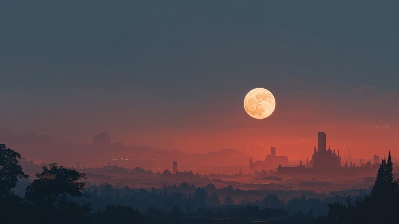 halloween night wallpaper, night colors, gothic style, background for desktop wallpaper (horizontal)