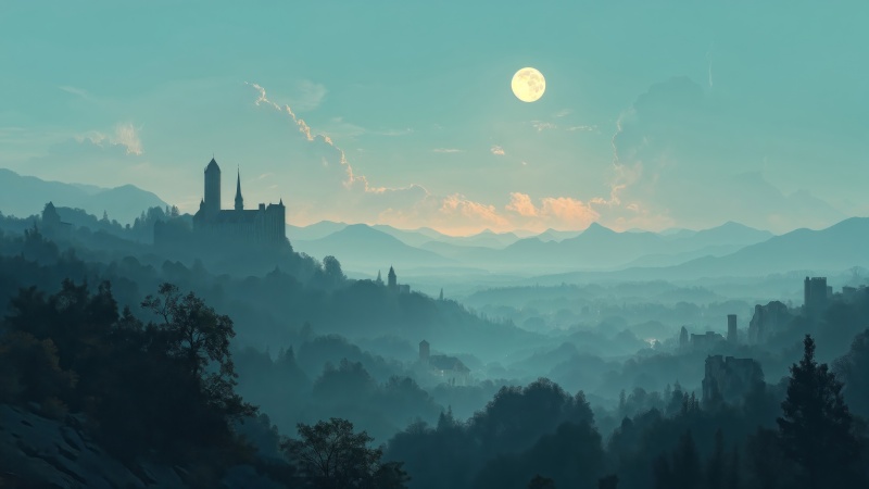 halloween night wallpaper, night colors, gothic style, background for desktop wallpaper (horizontal)