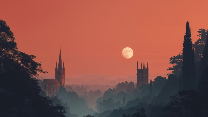 foggy night wallpaper, dark clouds, haunted night, background for desktop wallpaper (horizontal)