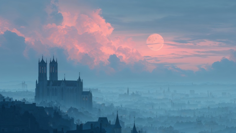 halloween night wallpaper, haunted house, midnight sky, background for desktop wallpaper (horizontal)