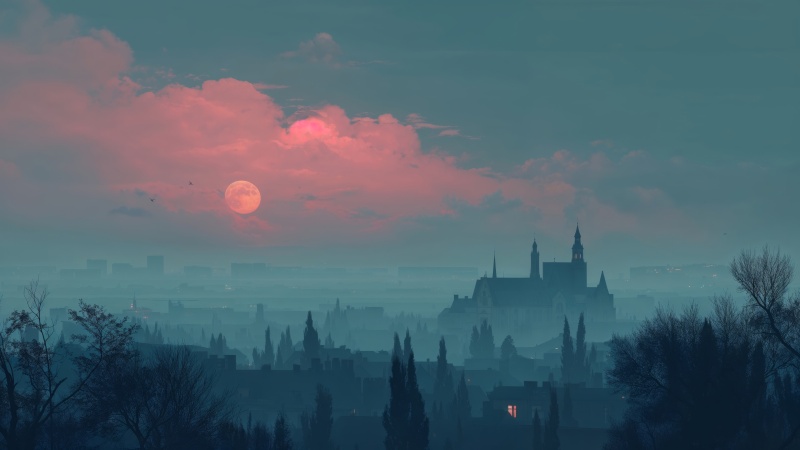 gothic halloween wallpaper, witchcraft, horror themes, background for desktop wallpaper (horizontal)