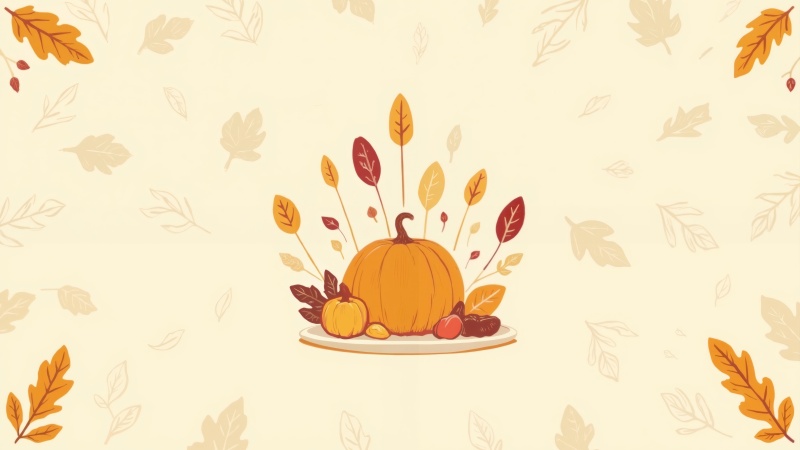 autumn decorations wallpaper, seasonal clipart, turkey art, background for desktop wallpaper (horizontal)