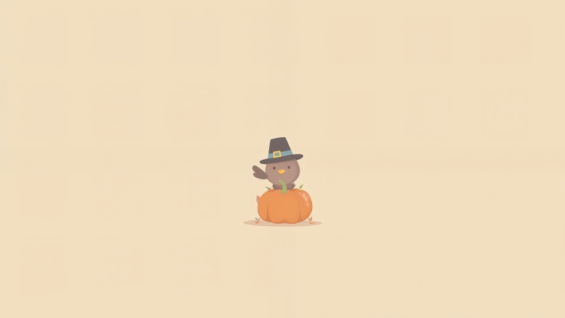 fall clip art wallpaper, holiday symbols, turkey illustrations, background for desktop wallpaper (horizontal)