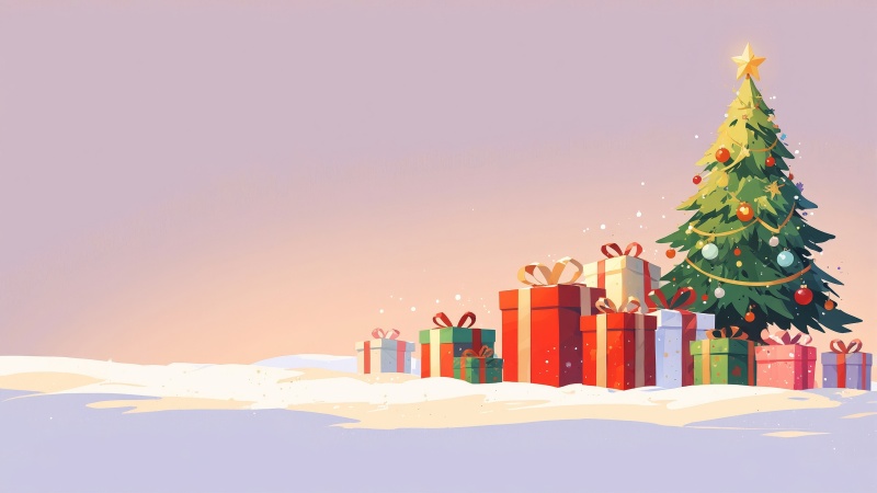 wrapping paper wallpaper, holiday gifts, christmas tree, background for desktop wallpaper (horizontal)