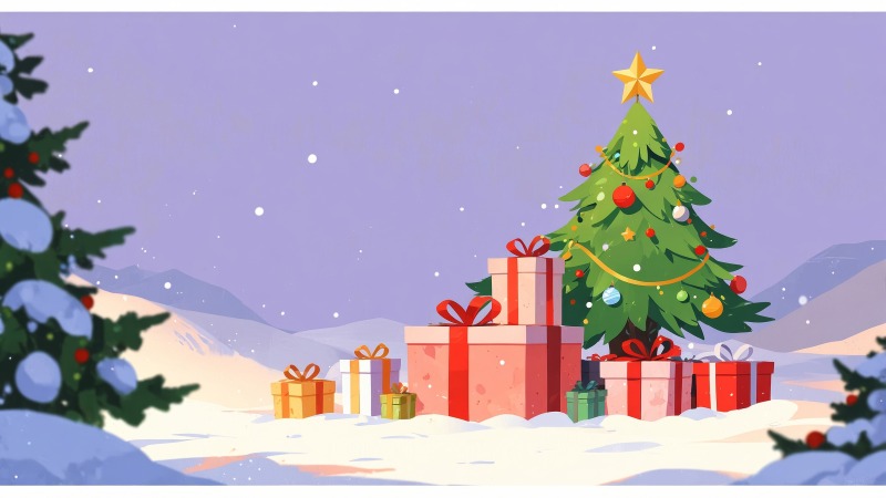 holiday gifts wallpaper, winter holidays, present presentation, background for desktop wallpaper (horizontal)