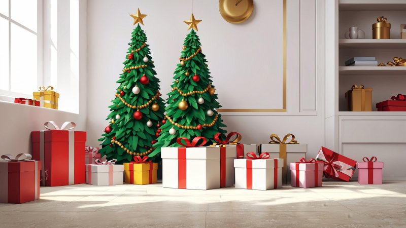 christmas gift wallpaper, gift ideas, last-minute gifts, background for desktop wallpaper (horizontal)