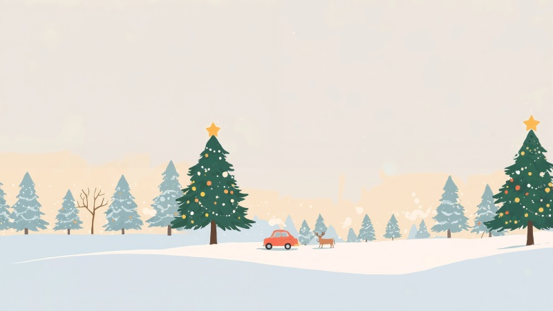 pine tree forest wallpaper, december festivities, snowfall, background for desktop wallpaper (horizontal)