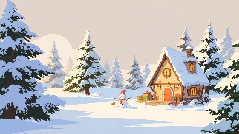 pine forest wallpaper, winter scenery, pine trees, background for desktop wallpaper (horizontal)