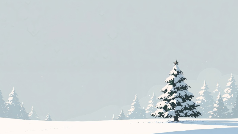 pine forest wallpaper, snow-covered trees, festive decor, background for desktop wallpaper (horizontal)