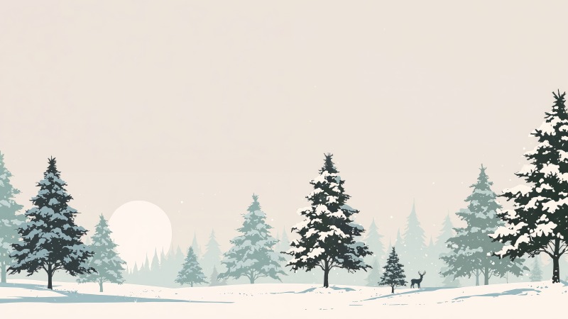 winter scenery wallpaper, pine forest, snowy scenery, background for desktop wallpaper (horizontal)
