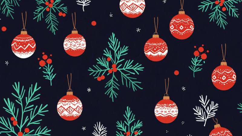 winter scenes wallpaper, pine cone decor, christmas ornaments, background for desktop wallpaper (horizontal)