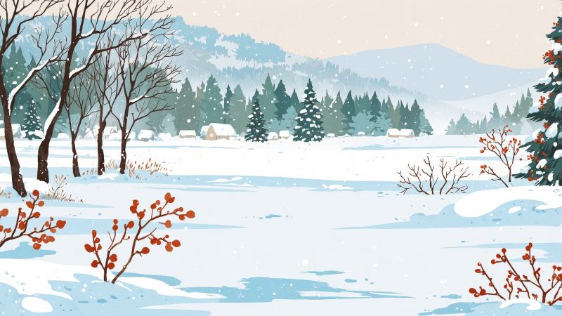 hot cocoa wallpaper, snowy scenery, tranquil landscapes, background for desktop wallpaper (horizontal)