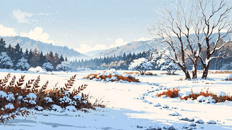 warm blankets wallpaper, snowy scenery, holiday festivities, background for desktop wallpaper (horizontal)