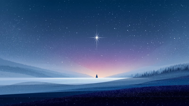 winter night wallpaper, snowy night, cosmic beauty, background for desktop wallpaper (horizontal)
