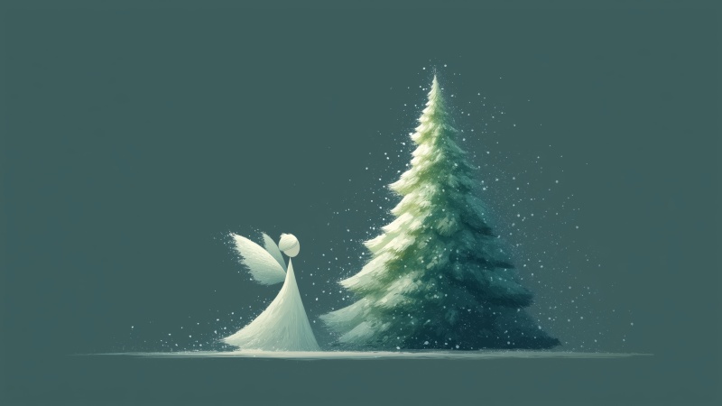 decor wallpaper, christmas angel, winter decorations, background for desktop wallpaper (horizontal)