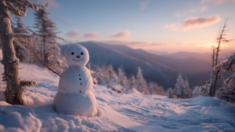 snowman wallpaper, decorations, holiday crafts, background for desktop wallpaper (horizontal)