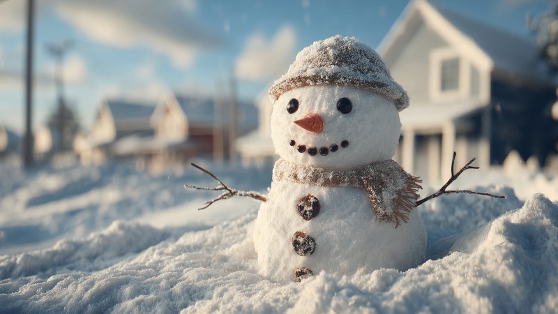 snow man wallpaper, snowball fight, frosty weather, background for desktop wallpaper (horizontal)
