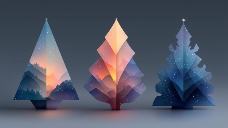 holiday tree wallpaper, elegant decorations, christmas tree design, background for desktop wallpaper (horizontal)